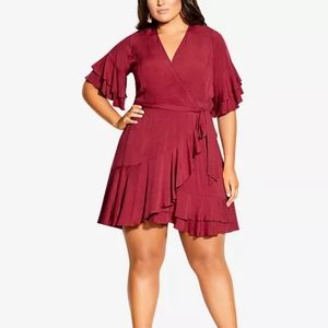 NWT City Chic Fiesta Fun Mini Dress Red Sz 16